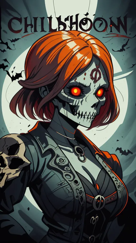 <lora:h4l0w3n5l0w5tyl3M3rg34ll:1> h4l0w3n5l0w5tyl3M3rg34ll a portrait of a girl skull face, charlie bowater, atey ghailan and mike mignola, vibrant colors and hard shadows and strong rim light, comic cover art, trending on artstation