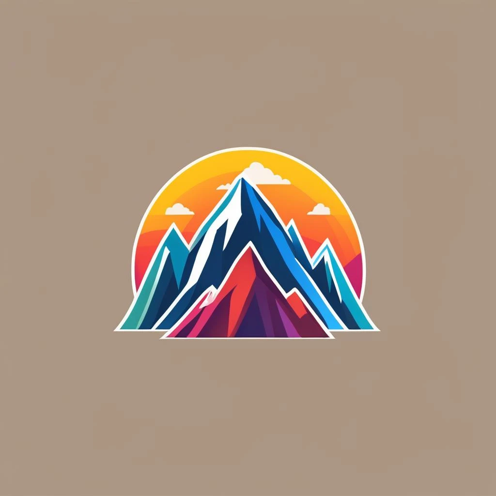 산의 로고, 하이킹, 현대의, 화려한,  로고RedAF, 