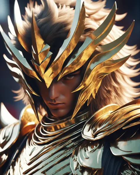 Unreal Engine 5 a ((knight young man)) saint seiya, (gold armor), Post-Apocalyptic, UHD, dark fantasy, Cinematic, Color Grading,...