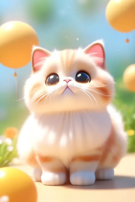 cinematic film still Cute puffy Cats, HD, 3d, . shallow depth of field, vignette, highly detailed, high budget, bokeh, cinemascope, moody, epic, gorgeous, film grain, grainy