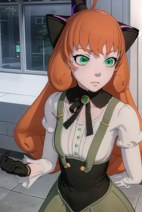 pennypolendina, <lyco:pennypolendina-lyco-nochekaiser:1>,
penny polendina, long hair, (green eyes:1.5), ahoge, orange hair, frec...