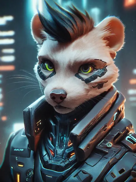 a close up of a cat with a futuristic look on its face