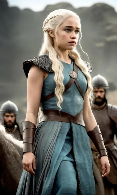 cinematic photo of a young Daenerys Targaryen.  highly detailed, high budget,, cinemascope, moody, epic, gorgeous