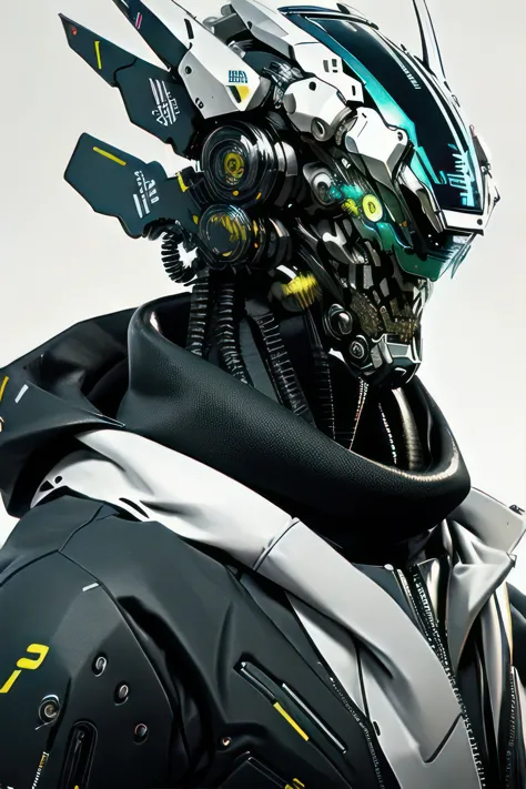 a close up of a person wearing a helmet and a suit