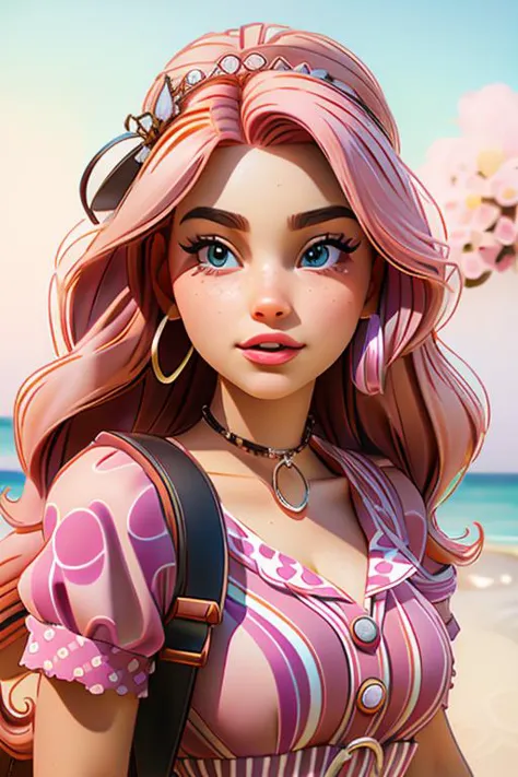 close up L1vvyLuvTI pink hair, summer dress  <lora:p3r3zstyle:0.8> p3r3zstyle