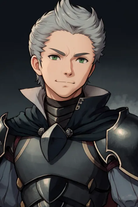 best quality, solo, mature male focus, Headshot, <lora:fireemblem_silas-11:.9> fesilas, armor, cape, gloves