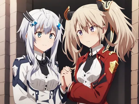 anime image of two women in uniform standing next to each other