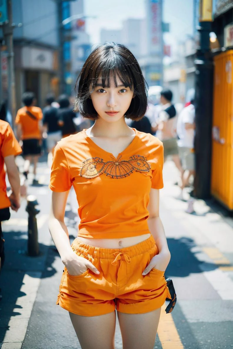 (orange t-shirt:1.3),(((kurze Hose))),
Tageslichtfaszination,Straßenstadt,(Akihabara \(Tokio\):1.2),weißes T-Shirt,85mm,
lebendige Farben,Romantik,Atmosphärisch,
RAW-Foto,8k,beste Qualität,ultrahohe Auflösung,Schön,
Einheit 8k Hintergrundbild,Extrem detailliert,Schön and aesthetic,
(fotorealistisch:1.4),(äußerst kompliziert:1.4),
(exquisit detaillierte Haut),perfekte Anatomie,bester Schatten,empfindlich,