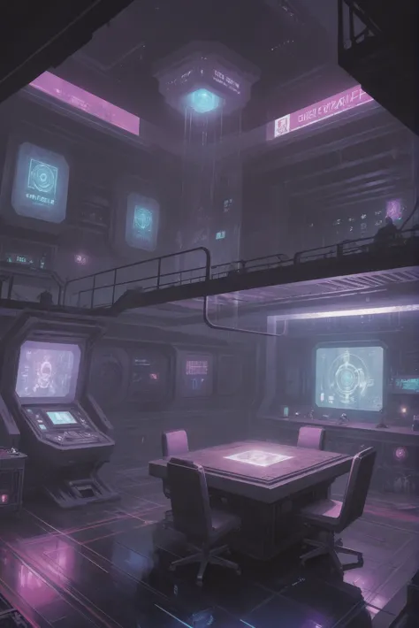 far-future cyberpunk, Seance Room \(room\) <lora:EnvyStarlightFutureCyberpunk01:1>