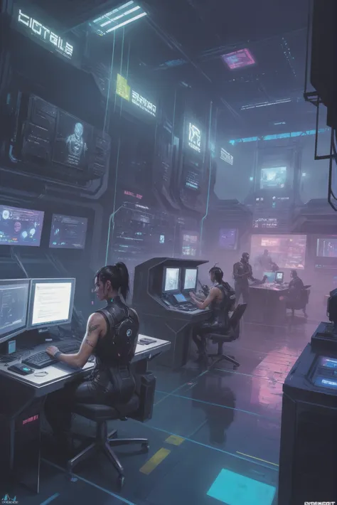 far-future cyberpunk, IT Support Room \(room\) <lora:EnvyStarlightFutureCyberpunk01:1>