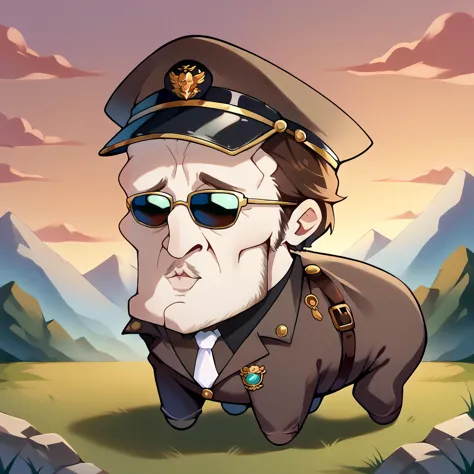 a cartoon of a man in a military uniform with sunglasses