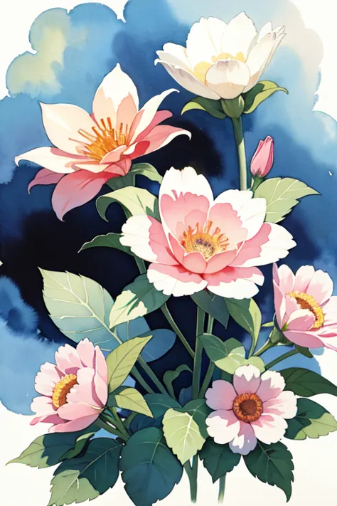 (masterpiece, beat quality, official art, watercolor sketch), a flower