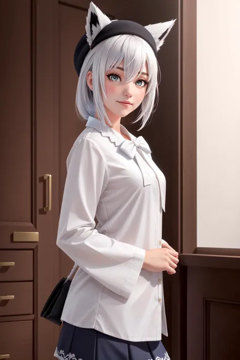 (masterpiece, best quality),  intricate details,
1girl,      <lora:shirakami_fubuki_9_outfits:0.8> white hair, single side braid...