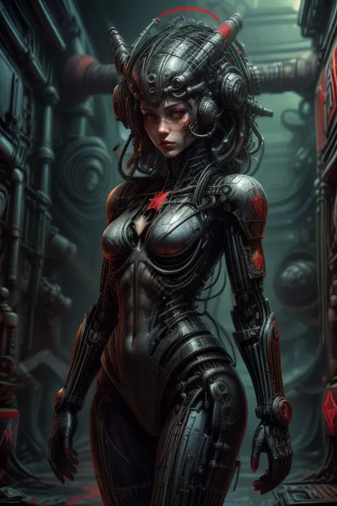 SCI-FI,
cowboy shot,thigh gap,
femenine cyborg,helmet with antenna,mask,armor,
cyberpunk,neon,
high technical room background,
<lora:Concept_-_Hella-sthetic_v2:0.7>,
(USSR,red star \(symbol\):1.5),
<lora:Concept_-_More_Details_v1.0:1>,
<lora:H.R.GigerWorld:0.7>,gigerworld,art by hrgiger,, intricate, elegant, highly detailed, symmetry, magical atmosphere, sharp focus, majestic, very coherent, radiant, advanced, cinematic, artistic, fine detail, winning, beautiful, stunning, dramatic light, designed, rich deep colors, perfect professional background, ambient, tailored set composition