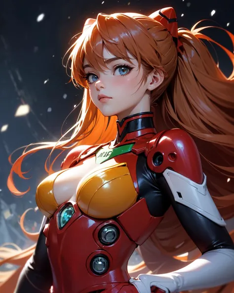 (best quality,  masterpiece,  colorful,  dynamic angle,  highest detailed)(Asuka Langley),  middle breasts,  cleavage,  upper bo...