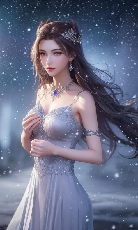 (,1girl, pov,best quality,masterpiece,  ) ,(((,1girl, , full moon,  night,  snowing,   )))     <lora:DA_ZhuZhuQing:0.6>
ultra realistic 8k cg, flawless, clean, masterpiece, professional artwork, famous artwork, cinematic lighting, cinematic bloom, perfect face, beautiful face, fantasy, dreamlike, unreal, science fiction, luxury, jewelry, diamond, gold, pearl, gem, sapphire, ruby, emerald, intricate detail, delicate pattern, charming, alluring, seductive, erotic, enchanting, hair ornament, necklace, earrings, bracelet, armlet,halo,autumn leaves,