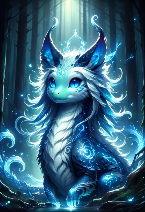 <lora:PonySpiritAnimals:1> Spirit animal, score_9, score_8_up, score_7_up, score_6_up, score_5_up, score_4_up, high quality portrait of a fantasy creature, furry, extremely detailed, frog dragon hybrid, beautiful background, realistic,  blue glowing eyes, dark fantasy forest background