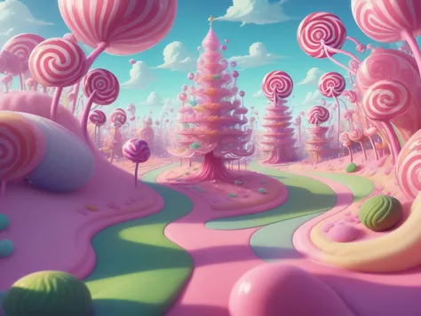 a close up of a candy land with a lot of candy