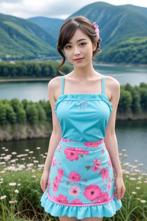1woman, cute, beautiful, realistic, scenic view from Europe, looking at viewer, full body shot
<lora:Floral_Apron_By_Stable_Yogi...