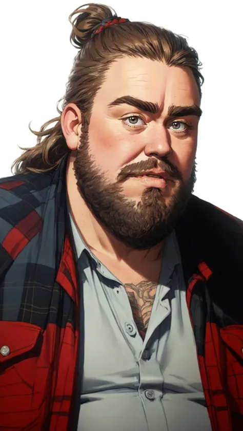 <lyco:JohnCandy-V1-000020:1> John Candy is a tattooed hipster wearing a sleeveless flannel shirt and a big fluffy hipster beard ...