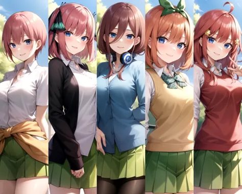 The Quintessential Quintuplets - All Nakano sisters: Ichika, Nino, Miku, Yotsuba, Itsuki
