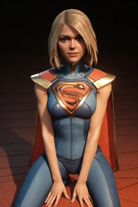 a woman in a superman suit sitting on a chair