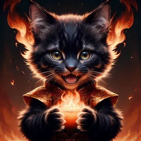 photography of kitten in chinese costume,
happy smile, open mouth, worldoffire, fire, flickering flames,
(masterpiece:1.2), (bes...
