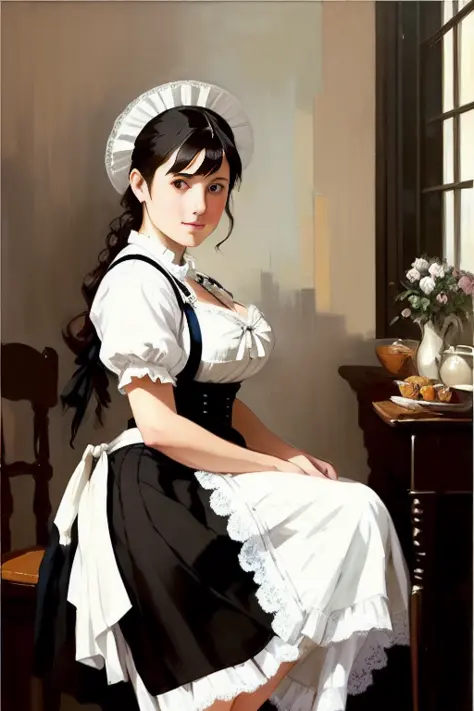 NSFW, full shot body photo of the most beautiful artwork in the world featuring a ((victorian maid)), (((lifting her skirt))), (...