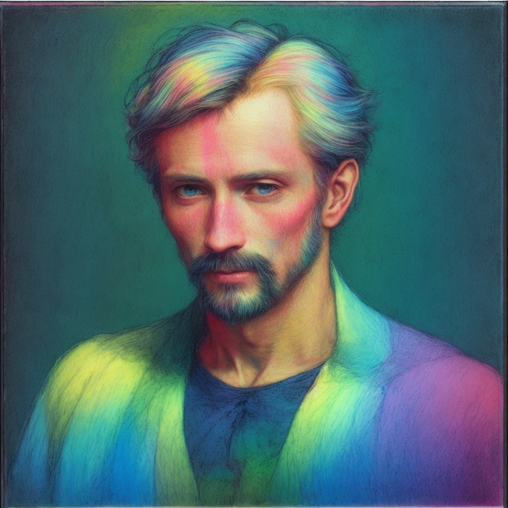 un homme, Technicolor, un pastel, rayonisme