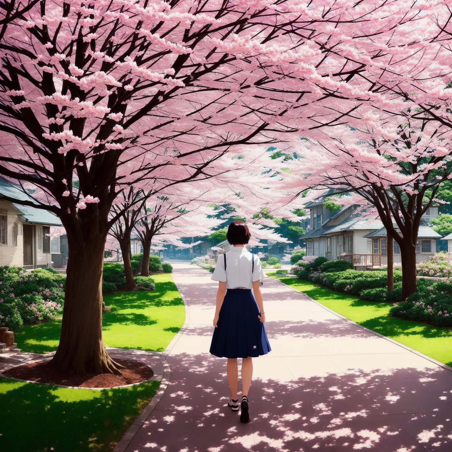 _modelshoot style, (extremely detailed CG unity 8k wallpaper), full shot body photo of the most beautiful girl in the world, beautiful ((cherry blossom tree)), professional majestic impressionism oil painting by Waterhouse, John Constable, Ed Blinkey, Atey Ghailan, Studio Ghibli, by Jeremy Mann, Greg Manchess, Antonio Moro, trending on ArtStation, trending on CGSociety, Intricate, High Detail, dramatic, makoto shinkai kyoto, trending on artstation, trending on CGsociety