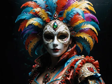 Venice mask, carnival, intricate colors, Artme