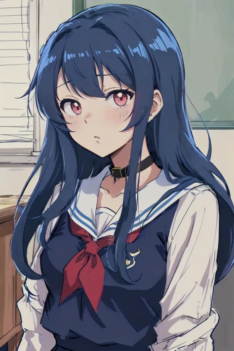 a close up of a person with long hair wearing a uniform