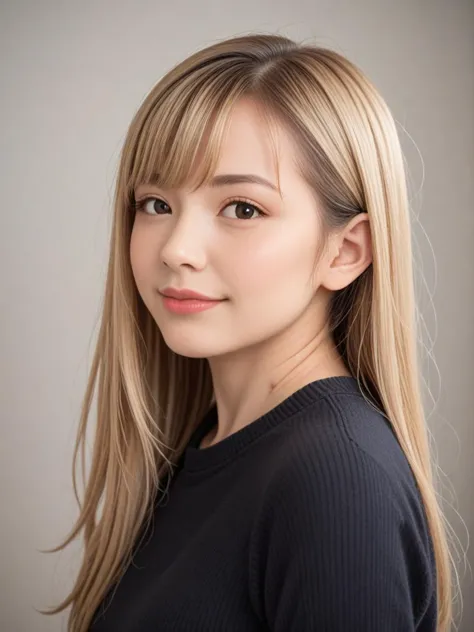 a woman with long blonde hair and black shirt posing for a photo