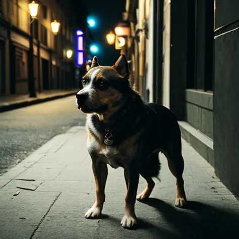 1 cachorro,velho,Rua,luz cinematográfica,Retrato,