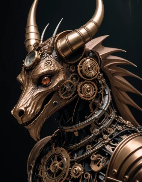 a close up of a statue of a dragon with a clock on its head