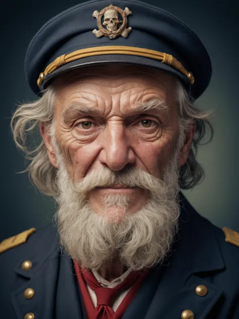 a grungy old sea captain, with wrinkly face, high detail high definition photograph or immense resolution and intricate captures, dodge and burn style professional photo grading, sharpened, skin detail texture with small clean pores and material surface pr...