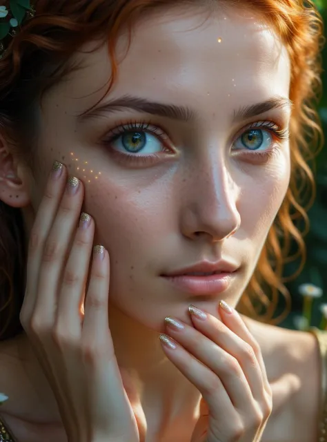 masterpiece, best quality, ultra realistic, perfect hands extraordinary environment on fairy tales another world, full body, realistic side lighting, 8K high definition, ultra realistic detailed beautiful eyes, (8K ultra realistic detailed skin:1.03) (smal...