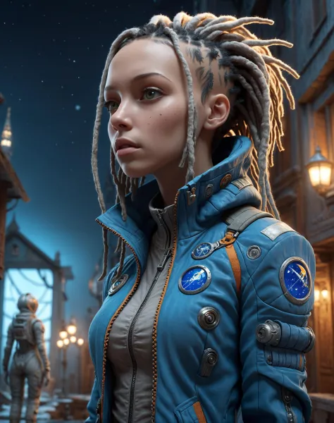 beautiful ominous 3D render of a very detailed astronaut contemplating the galactic mansion a gothic cinematic by Brad Wright, Wojtek Fus and Omnissiah, spaceship, victorian, bust, 3D, rendered in Octane Render, by peter mohrbacher, vray, HDR, 4K vertical ...