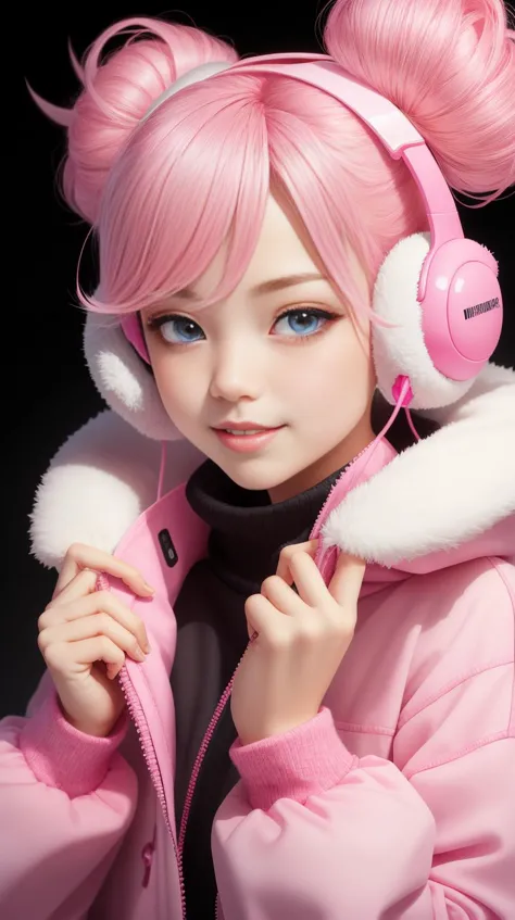 Pink colored <lora:BarbieCore:0.8> BarbieCore fleece-lined earmuffs for warmth and style, (shiny plastic:0.8), (pink plastic:0.9...