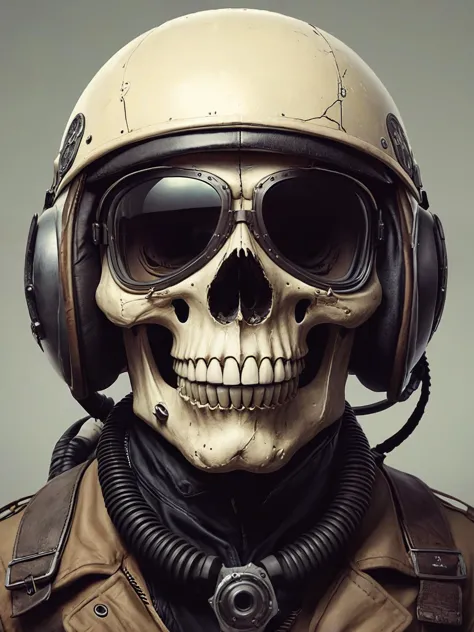 a skull in a modern pilot's helmet  illustration,     <lora:kids:0.8> illustration