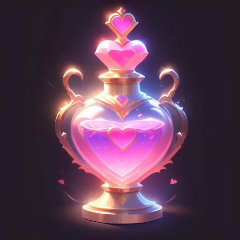 game icon institute, game icon, bottle, no humans, heart, black background, still life, simple background, light particles, sparkle,<lora:game icon institute_yanjiusuopingzi_v3-000020:1>