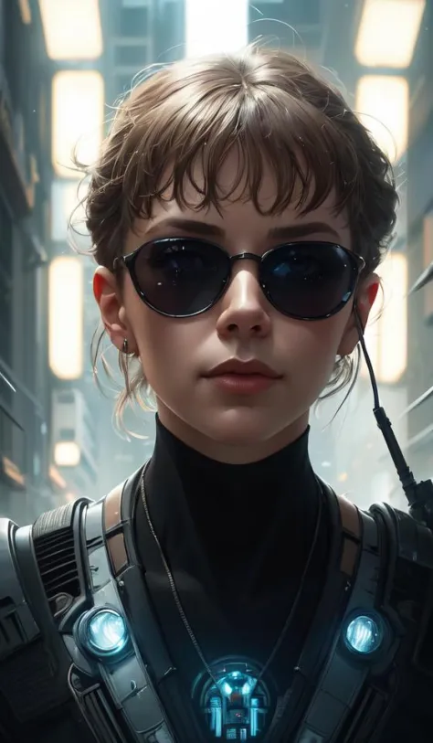 symmetry!! portrait of massimo d'alema wearing sunglasses, sci - fi -, cyberpunk, blade runner, glowing lights, tech, biotech, t...