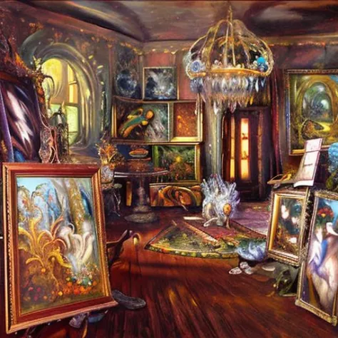 a room full of paintings, by wjqreonarg