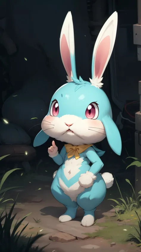 <lora:pmmkr2024:0.8>pmmkr2024  (Bunny:1.3), magic, anime, cartoon, creature, best quality, cute, in wasteland, (Masterpiece:1.3)...