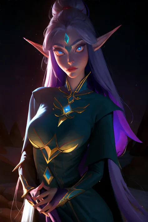 <lora:dulceperoletalstyle:0.8>, night elf woman, wearing mystical tunics || <lora:dulceperoletalstyle:0.2>, fantasy illustration, masterpiece, 8k, high resolution, shallow depth of field, sharp focus