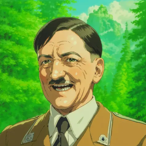 Smiling Hitler <lora:ghibli_style_offset:1> ghibli style