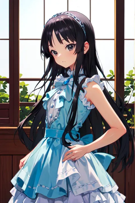 <lora:little_my_cinderella-v1:0.85> littlemycinderella, <lora:akiyama_mio:0.8> aamio,black eyes,long hair,hime cut,blunt bangs,,...