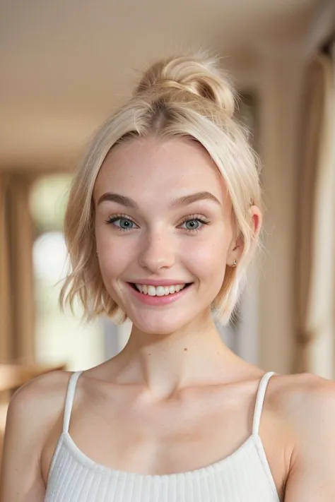 (eye level, closeup on face:1.2) photo of <lora:JadeLloyd_v1:0.9> JadeLloyd with platinum blonde hair and a big goofy grin,
she is wearing penguin costume
  ,
she is wearing neck ruff,
her hair is styled as Straight Ballerina Bun,
BREAK she is (in the veranda:1.1),
hash flash lighting,
Voigtlnder Nokton 50mm f1.1
  ,