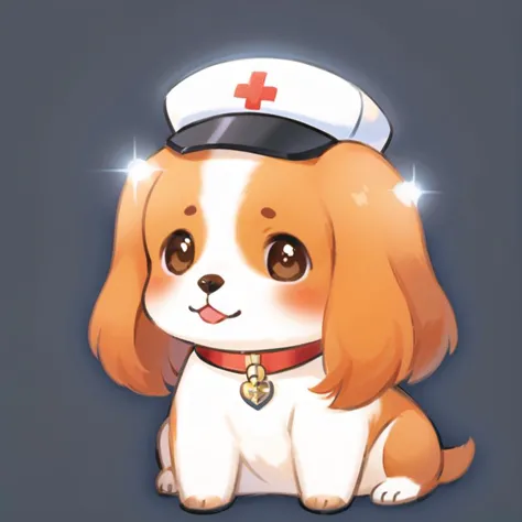 gmic_\(2dxiantiao\), <lora:noble_dogs_xl_ckcs_e27:0.9>  nobledogs_ckcs, flat 2d application icon with cute cavalier king charles...