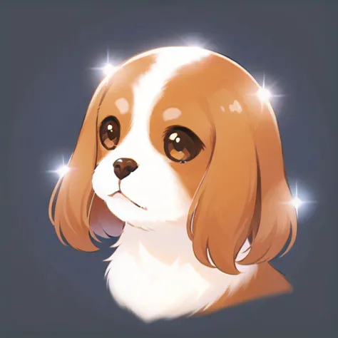 gmic_\(2dxiantiao\), NOBLEDOGS_CKCS  <lora:Noble_Dogs_XL_CKCS_E27:1>, icon with the head of cute cavalier king charles spaniel dog
BREAK shallow dof, swirly bokeh, led lights in smooth background with bokeh, moody cinematic